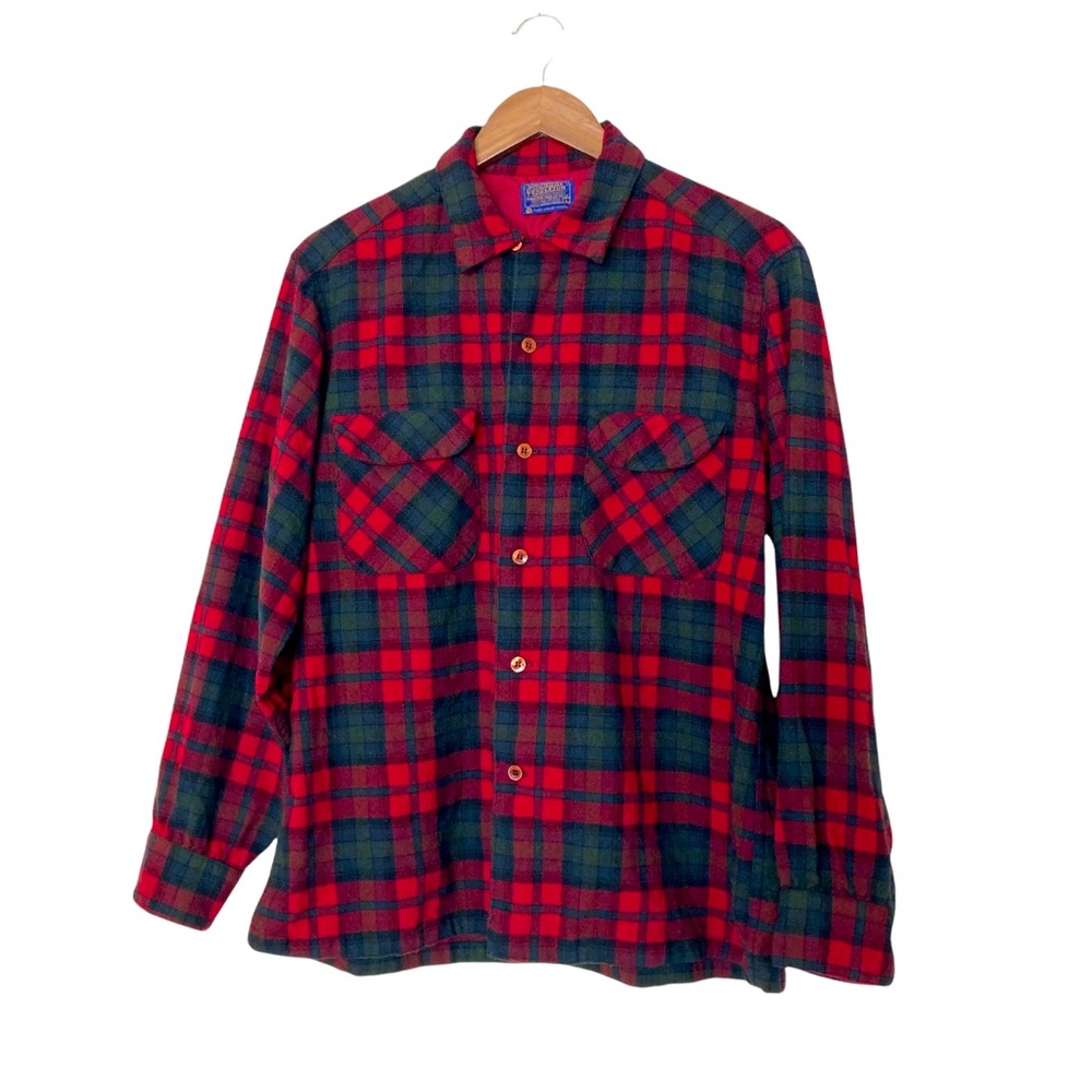 Vintage Pendleton Wool Board Shirt Red and Green Plaid 70’s - 90’s